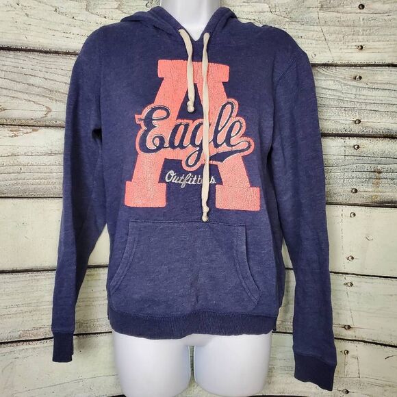 American Eagle Outfitters Women’s Navy Blue Logo Hoodie Sweatshirt Size Small - Picture 1 of 6